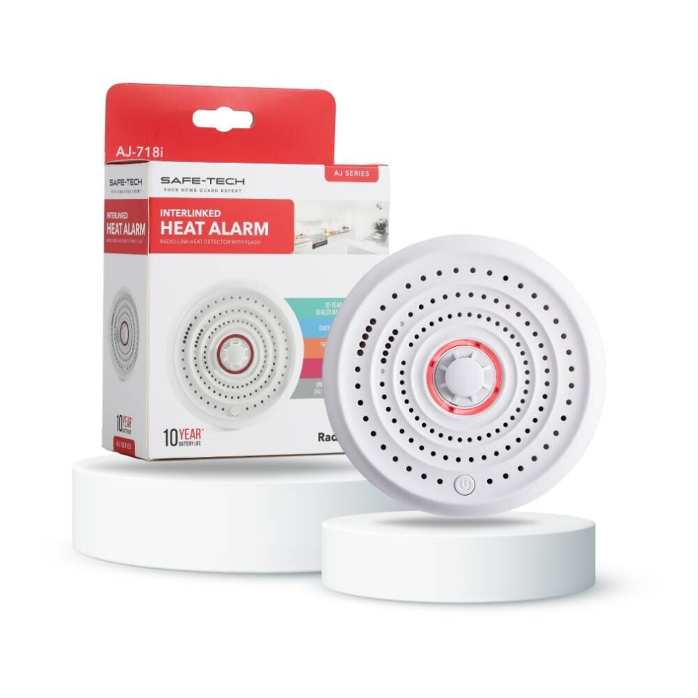 Interlinked Heat Alarm & Smoke Alarm Extended Bundle,10-Year Tamper-Proof Battery
