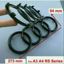 Black Gloss Front Grille Badge Rings Logo Emblem Audi A3 A4 A5 A6 Sline 273x94