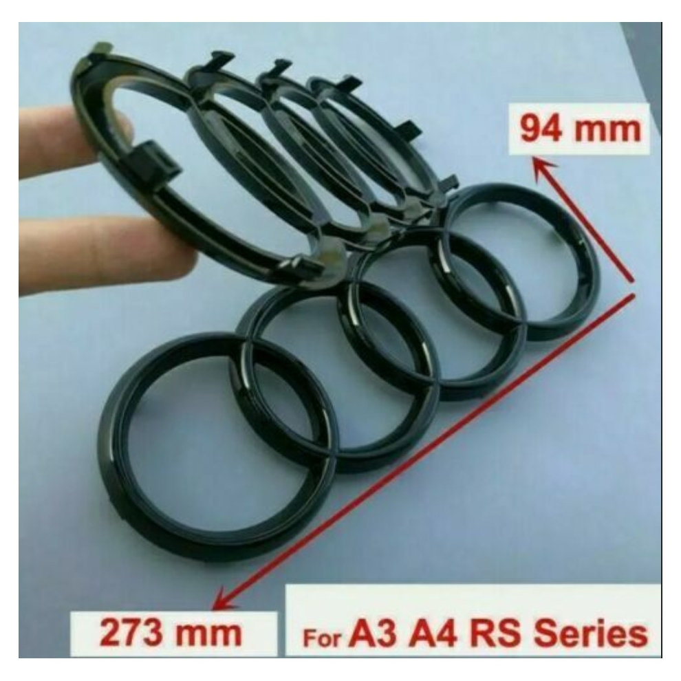 Newjass Black Gloss Front Grille Badge Rings Logo Emblem Audi A3 A4 A5 A6 Sline 273X94