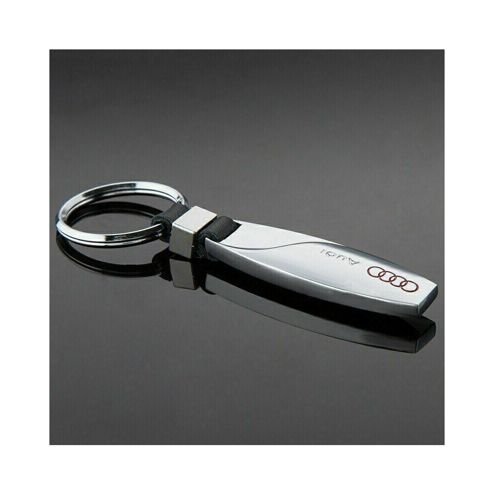 Newjass Audi High Quality Chrome Keychain Keyring Fob Sline Quattro A3 A4 A6 Q7 Silver