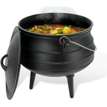 8L Cast Iron Potjie Cauldron for Campfire Cooking – Pre-Seasoned, 3-Leg Open Flame Pot with Lid, Serves 6-8 | VG-POTJIE POT 3