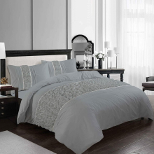 (Silver, Single) Diamond Lace Aurora Luxury Bedding Duvet  Set