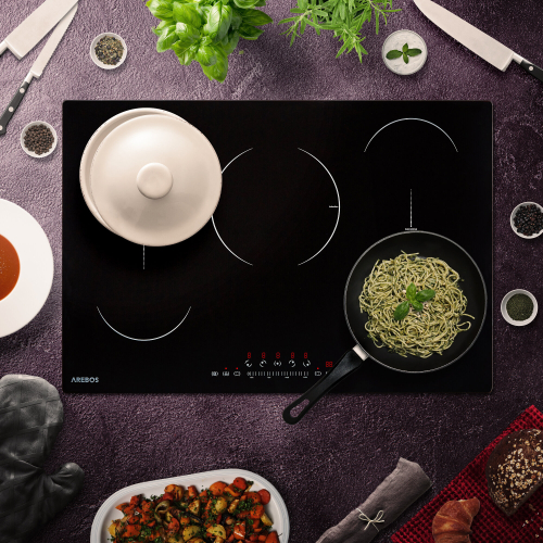 AREBOS induction hob 9800 W 5 hobs with 2 flex zones 77 cm with