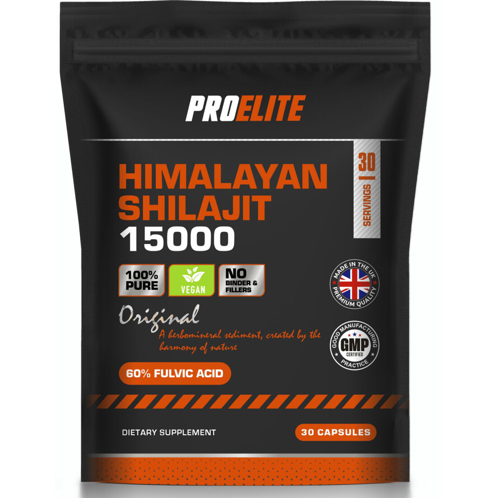 (30 Capsules) Himalayan Shilajit 100% Pure Extract 500mg Caps