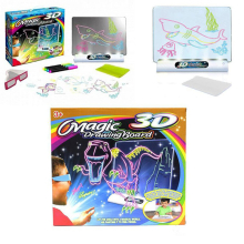 Magic 3D Drawing Board with 3D Glasses - LED Illuminated 3D Art for Kids, Includes Glasses, Sheets & Highlighters