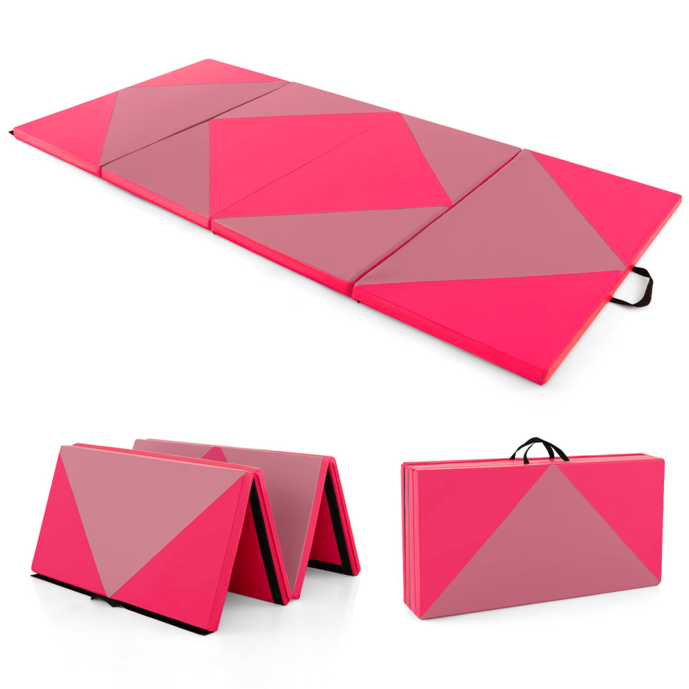 8FT Folding Exercise Aerobics Mat Portable Gymnastics Tumbling Mat Yoga Gym Mat