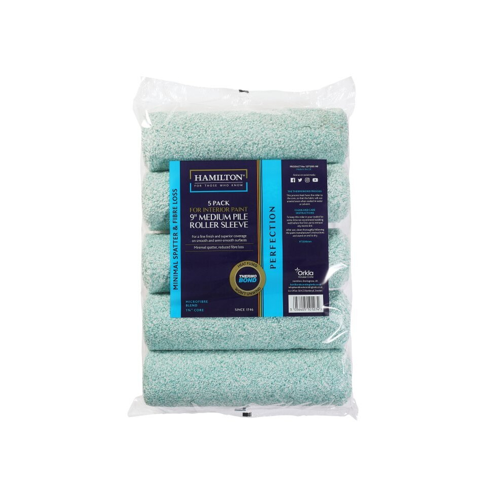 Hamilton Perfection Microfibre Roller Sleeve 9"x1.75" Pack of 5