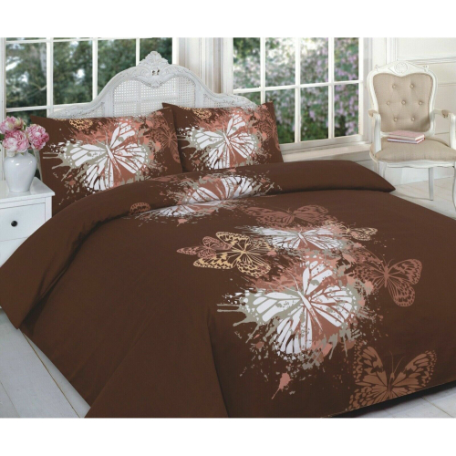 (Chocolate, King) Luxuries Design Butterfly Printed Duvet Cover