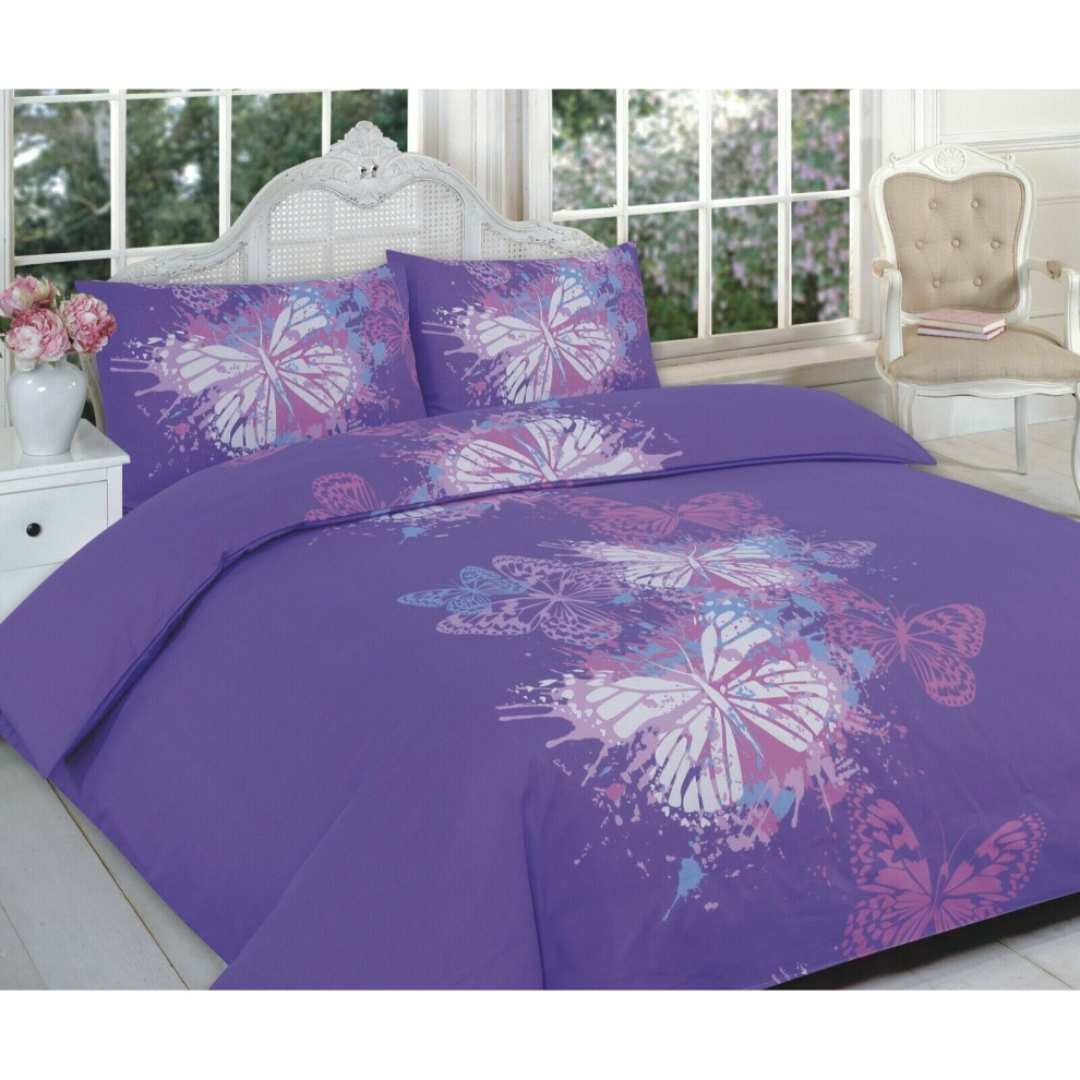 (Lilac, King) Luxuries Design Butterfly Printed Duvet Cover