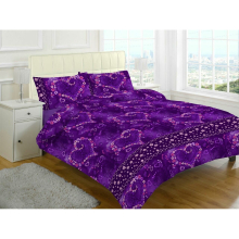 (Plum, King) Jasmin Love Heart Floral Printed Duvet Cover Set