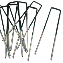 (Pack of 10) Artificial Grass U Pins Metal Fixing Pegs Green Top Galvanised Astro Turf Staples - 15cm Long