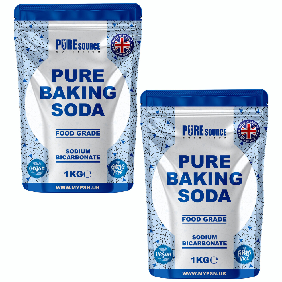 Pure Source Nutrition (1Kg X 2) Baking Soda Sodium Bicarbonate Food Grade Powder