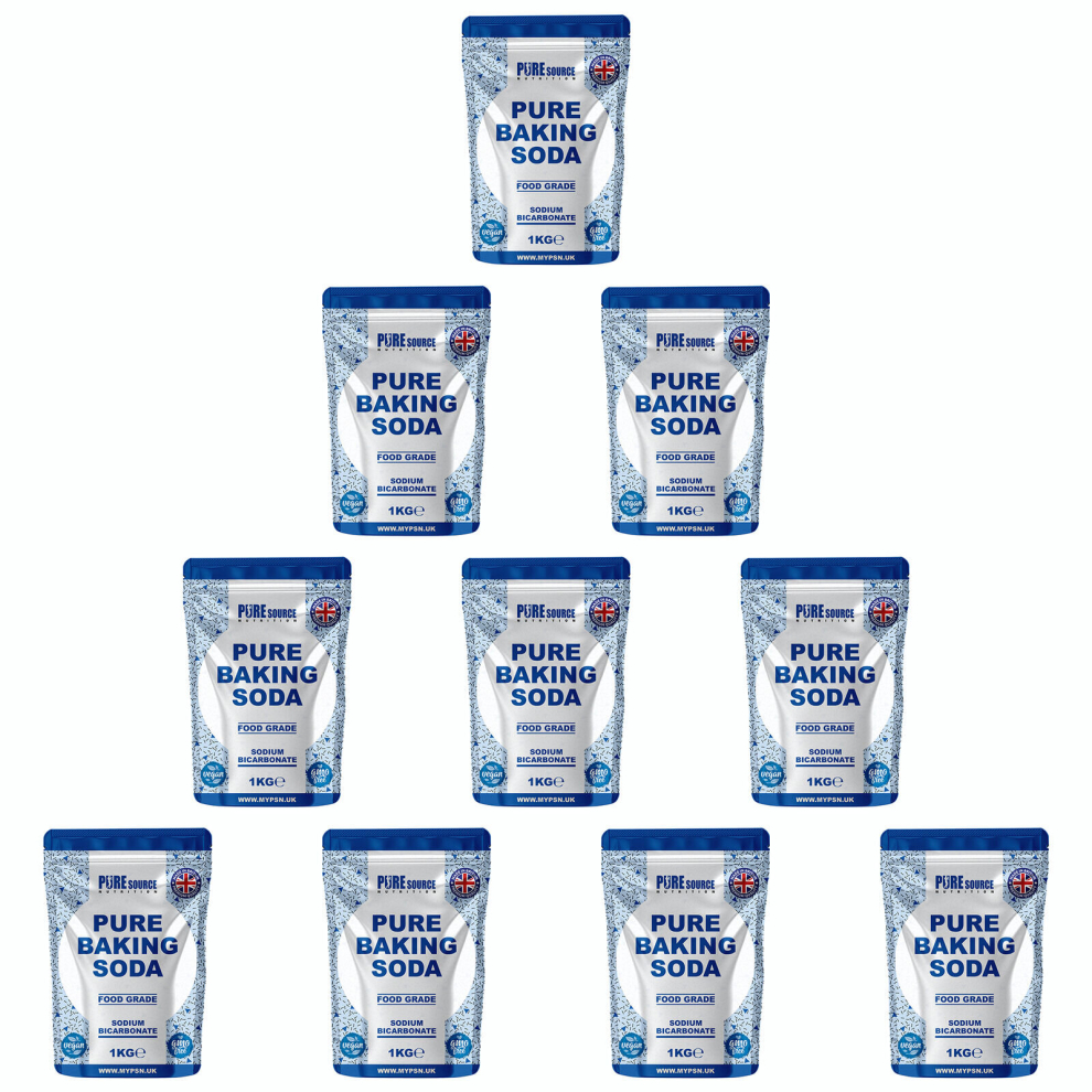 Pure Source Nutrition (1Kg X 10) Baking Soda Sodium Bicarbonate Food Grade Powder