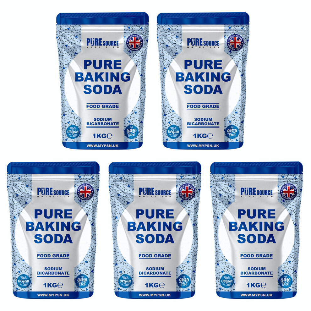 Pure Source Nutrition (1Kg X 5) Baking Soda Sodium Bicarbonate Food Grade Powder