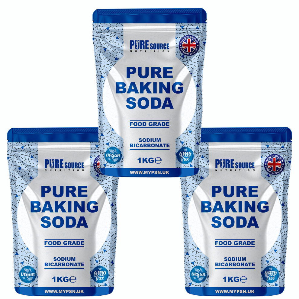Pure Source Nutrition (1Kg X 3) Baking Soda Sodium Bicarbonate Food Grade Powder