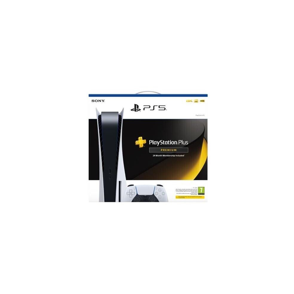 Sony Playstation 5 PS5 Disc Edition Bundle With PlayStation Plus 24 Months Premium Membership