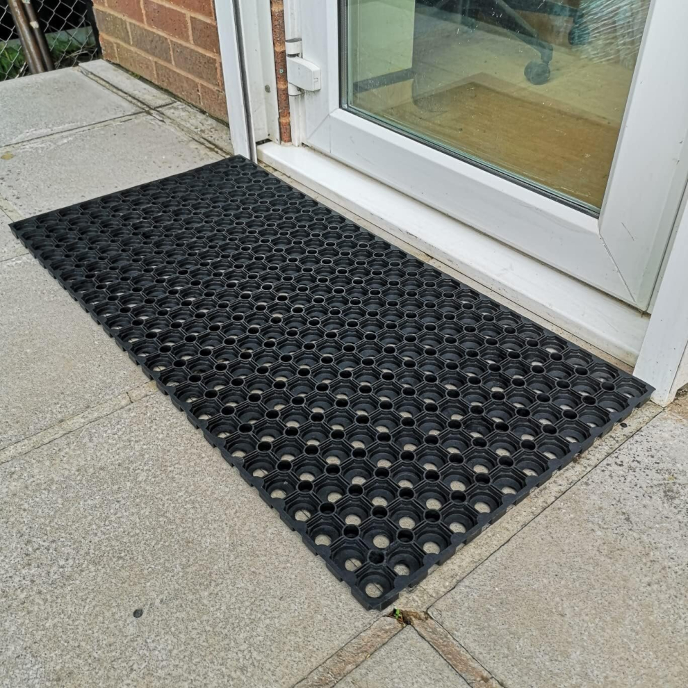 Arkmat Heavy Duty Rubber Door Mat 1M X 0.5M - Non-Slip Indoor/Outdoor Entrance Mat, Cut-To-Size, Water & Mud Drainage