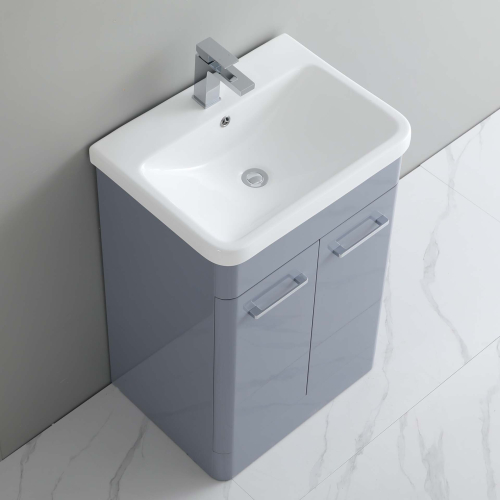 600mm Bathroom Curved Vanity Unit & Basin Sink Modern Storage Cabinet 2