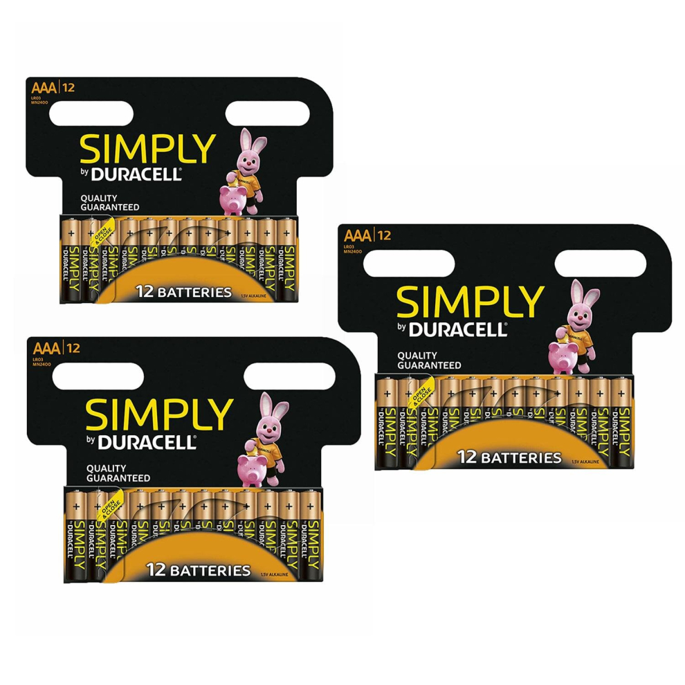 3x Duracell Simply Pk12 AAA Batteries