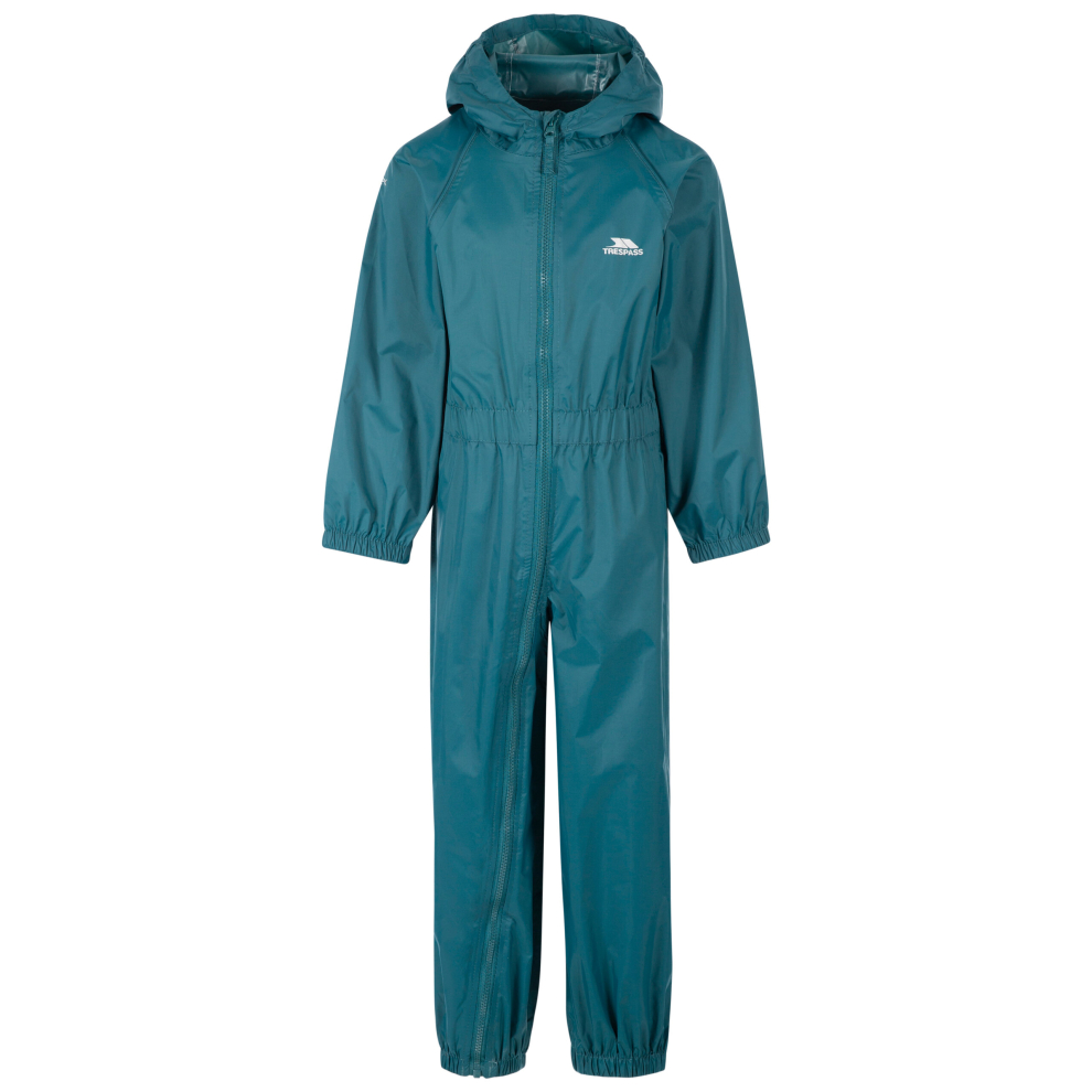 Trespass (5-6 Years, Teal) Kids Rainsuit Waterproof Button