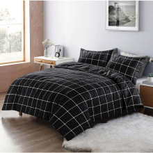 (Black, King) Duvet Cover Set Printed Checked Dot Mateo Reversible Quilt Cover Bedding Set