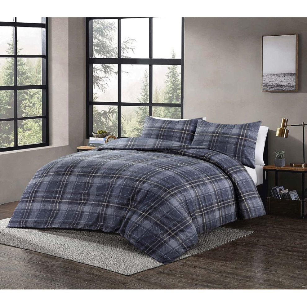 (Double) Printed Checked Reversible Wesley Duvet Set