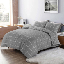 (Grey, Double) Duvet Cover Set Printed Checked Dot Mateo Reversible Quilt Cover Bedding Set