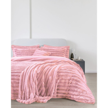 (Blush Pink, Super King) Teddy Fleece Big Cord Duvet Cover Soft Warm Cosy Set