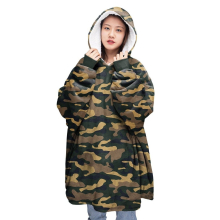 (Camflouge) Hoodie Oversized Christmas Gonks Tartan Check Sherpa Teddy Sweatshirt