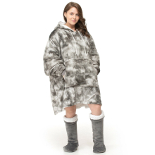 (Grey Dye) Hoodie Oversized Christmas Gonks Tartan Check Sherpa Teddy Sweatshirt