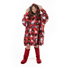 (Gonks ) Hoodie Oversized Christmas Gonks Tartan Check Sherpa Teddy Sweatshirt