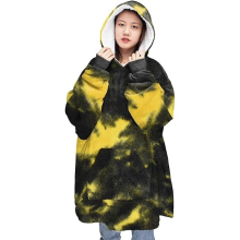 (Black/Yellow) Hoodie Oversized Christmas Gonks Tartan Check Sherpa Teddy Sweatshirt