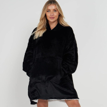 (Black ) Oversize Teddy Sherpa Cosy Hoodie with Front Pocket