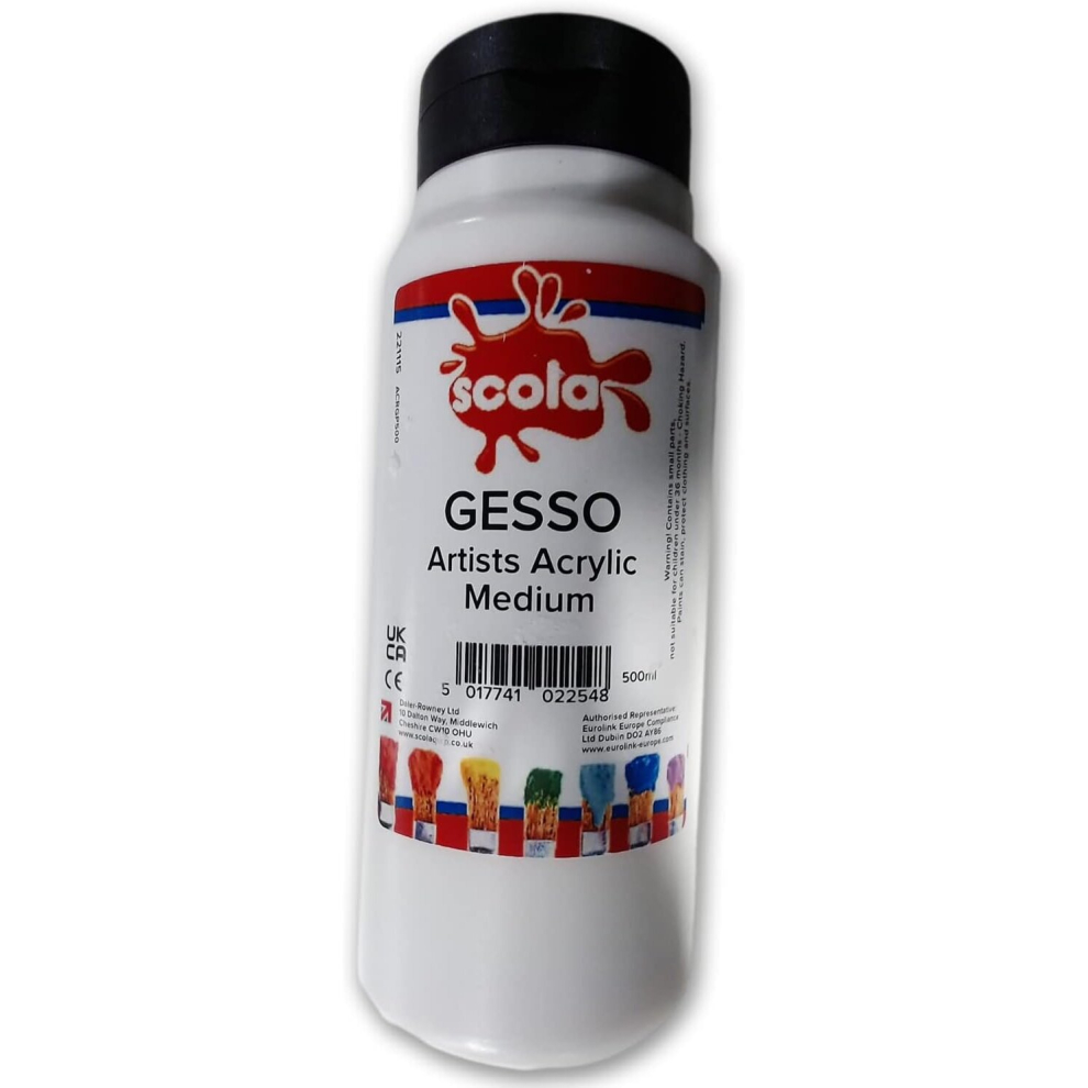 Scola 500Ml Gesso Artists Acrylic Medium Surface Primer