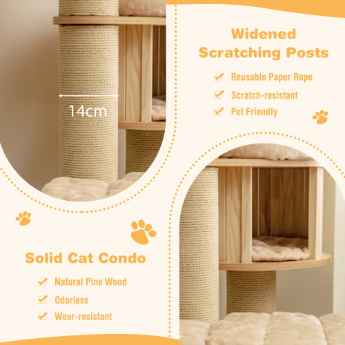 Casart 191 cm Cat Tower Multi-Storey Cat Tree Scratch Posts W/Condo & Top Perch 2