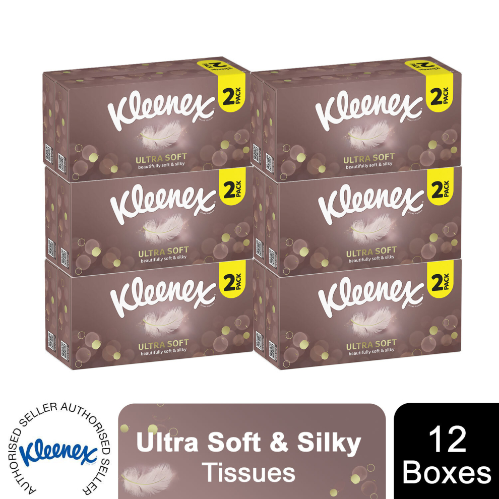 Kleenex Ultra Soft Facial Tissues Ideal For Colds Or Allergies- 12 Boxes