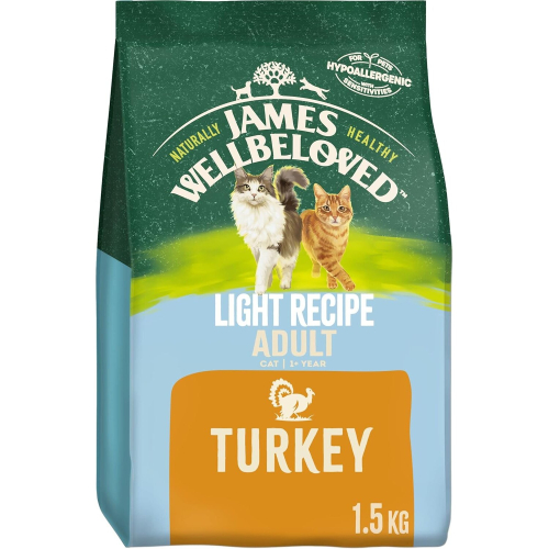 James Wellbeloved Adult Light Turkey 1.5kg Hypoallergenic Dry Cat Food ...