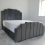(Small Double-4ft, Blue Plush) Modern Designer Panel Bed Frame Plush Velvet with Mattress 4