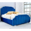 (Small Double-4ft, Blue Plush) Modern Designer Panel Bed Frame Plush Velvet with Mattress 5