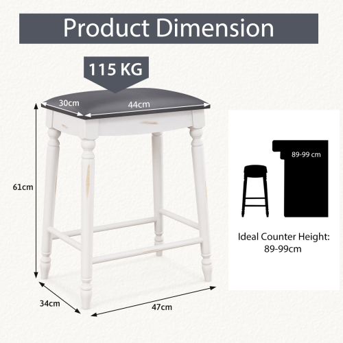 Casart Set of 2 Bar Stools Counter Height Dining Chair Upholstered Pub Stool 24" 1