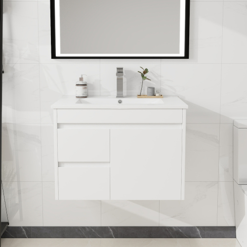 750mm Bathroom Vanity Unit & Ceramic Basin Wall Hung Storage Cabinet 1