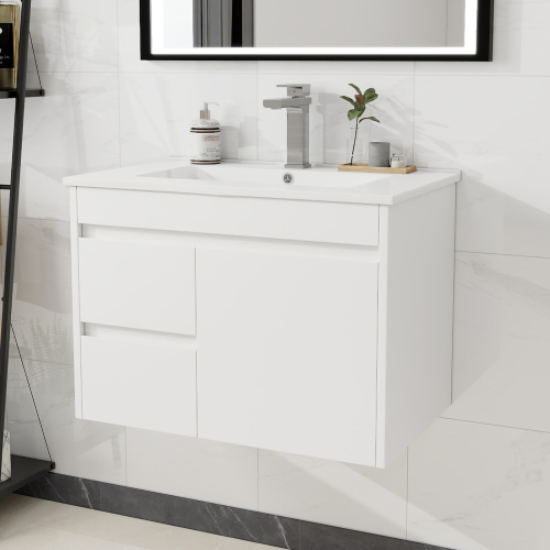 750mm Bathroom Vanity Unit & Ceramic Basin Wall Hung Storage Cabinet