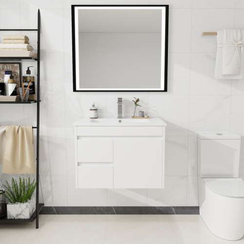 750mm Bathroom Vanity Unit & Ceramic Basin Wall Hung Storage Cabinet 2
