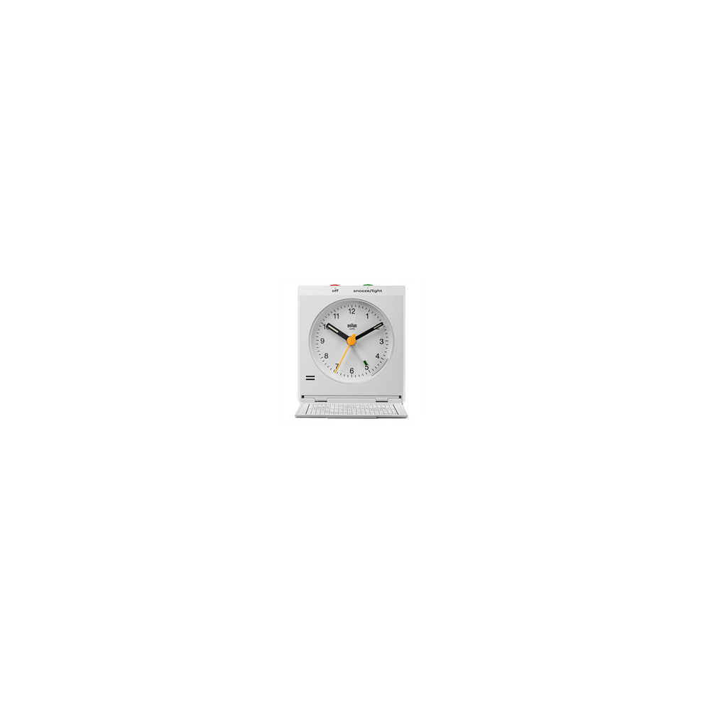 Braun Vitange Travel Analogue Alarm Clock With Snooze & Light - White