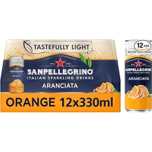 San Pellegrino Italian Sparkling Drinks Tastefully Light Sparkling Orange Canned Soft Drink 12 x 330ml 64k Cals per Can