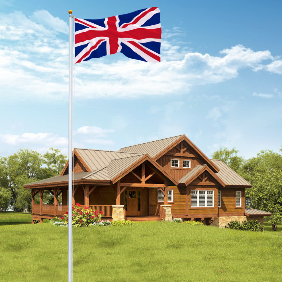 25FT Aluminium Telescopic Flag Pole Kit Garden Sectional Flagpole W/ Flag