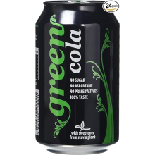 Green Cola Cans 24 Pack No Sugar Soft Drink 0 Calories No Aspartame Natural Caffeine 100% Taste Bulk Pack of 24 Cans x 330 ml