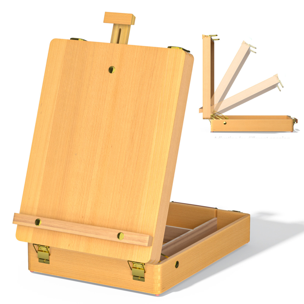 Wooden Table Sketching Box Artist Box Easel Portable Storage Easel Box Tabletop Easel Organizer for Artists Students Beginners Drawing