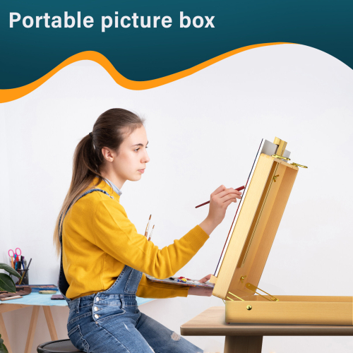 Wooden Table Box Easel, Adjustable Easel Wood Table Sketch Box Easels 2