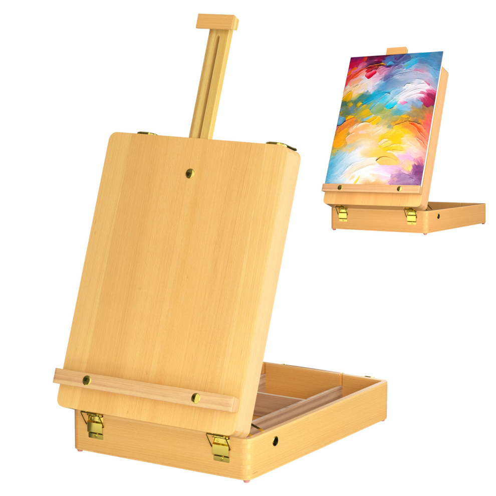 Portable Art Easel Box for Painting and Drawing Wooden Table Sketching Box